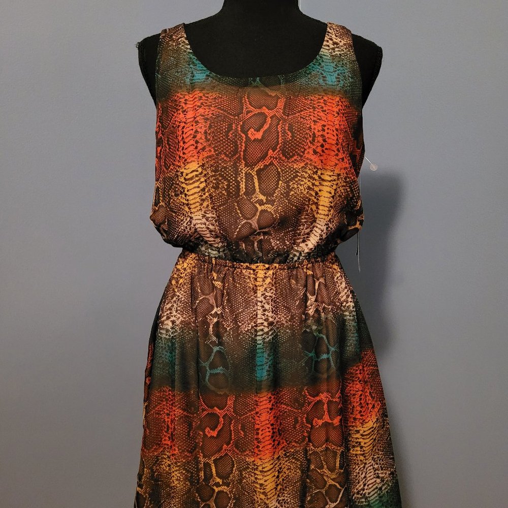 Sundress. Multicolor Snakeskin Print.  Size Medium.